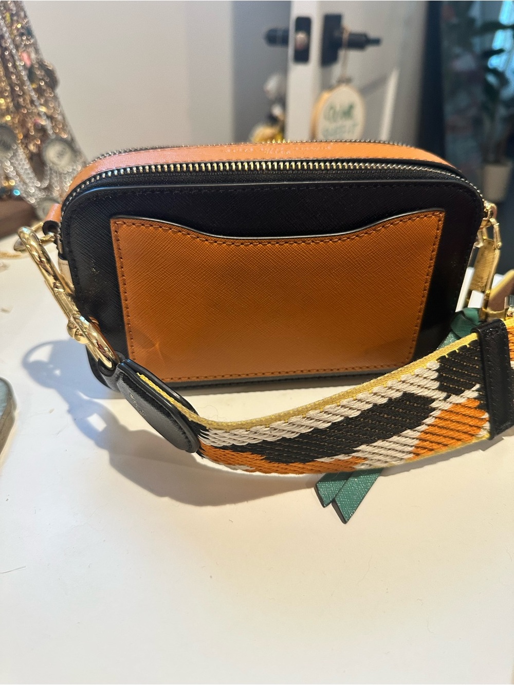 Marc Jacobs Black Crossbody Bag with animal print strap - Picture 5 of 5